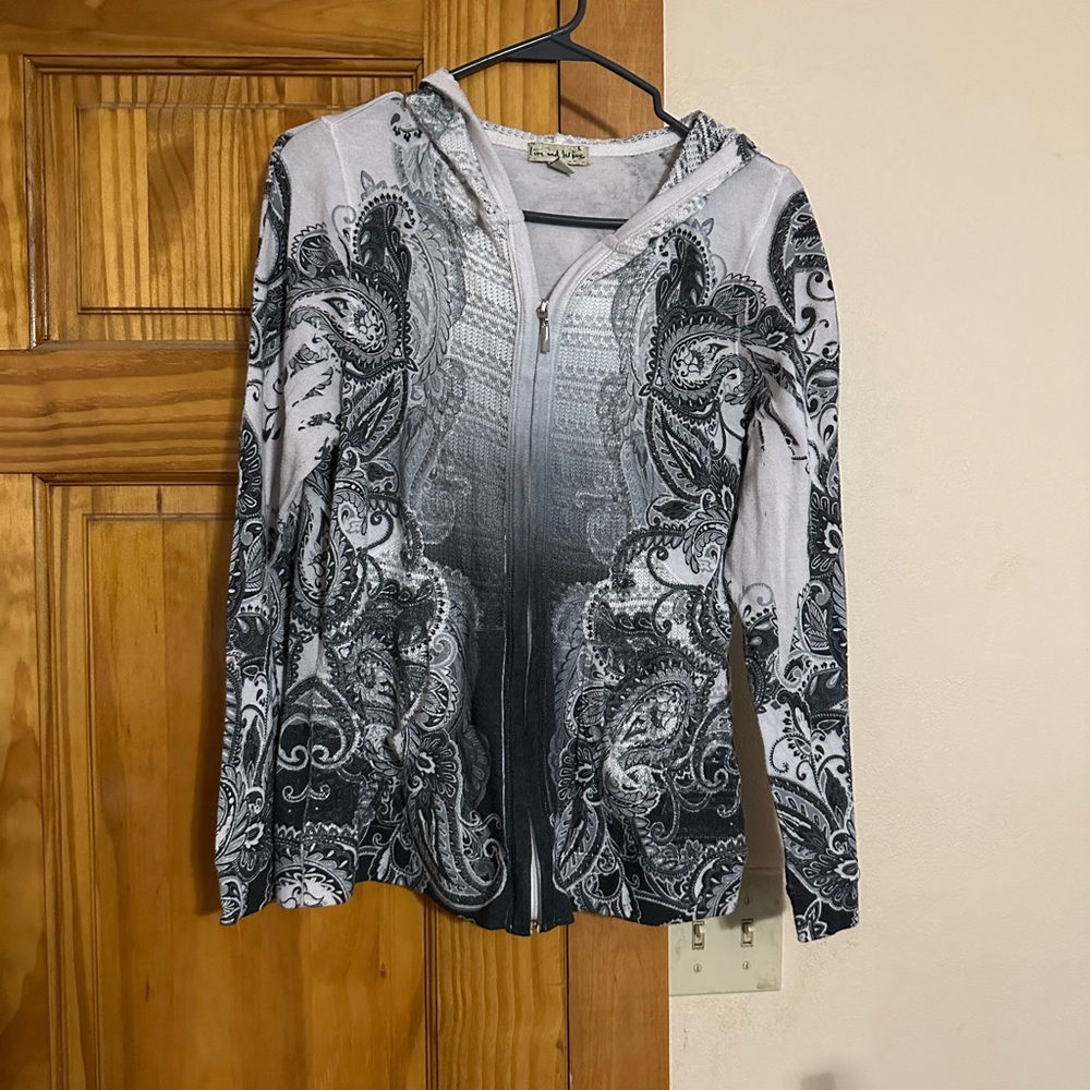 Live and Let Live Black and Gray Paisley Hoodie